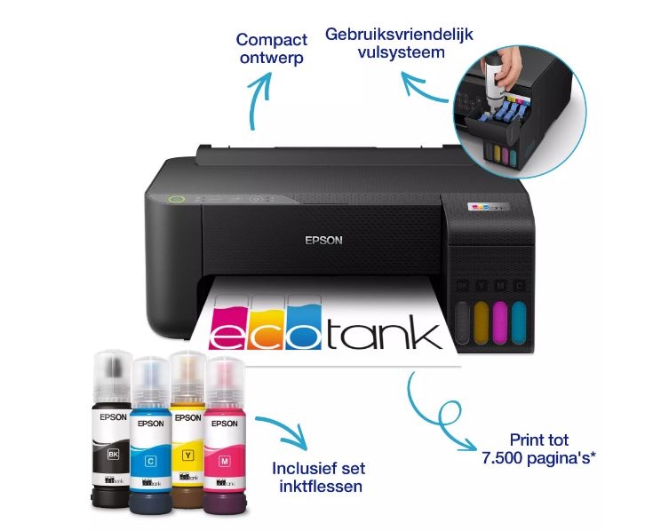 Epson EcoTank ET-1810 a4 kleuren printer inclusief inkt