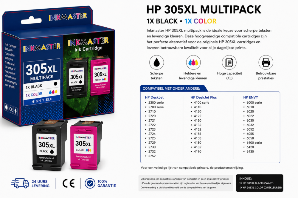 Huismerk voor HP 305XL kleur en zwart samen 38 ml