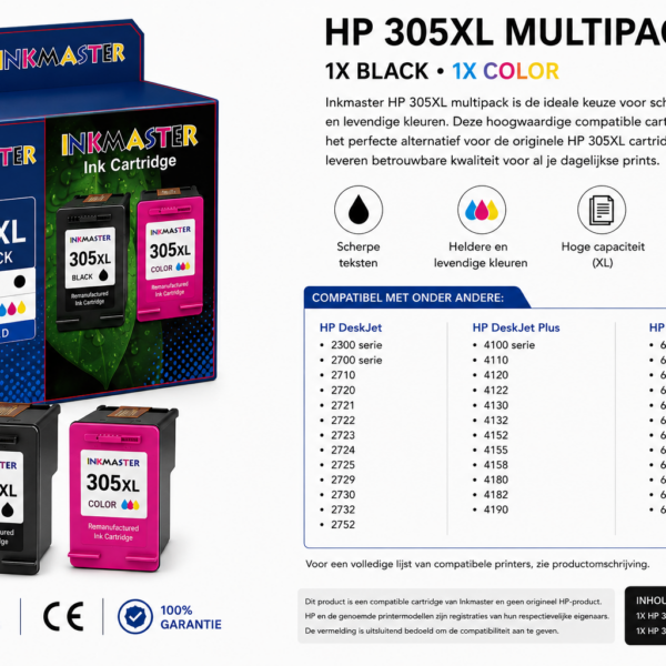 Huismerk voor HP 305XL kleur en zwart samen 38 ml