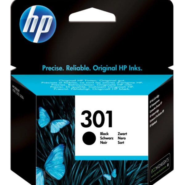 HP301BK HP 301 BK/ zwarte inktcartridge origineel voor 170 pagina's