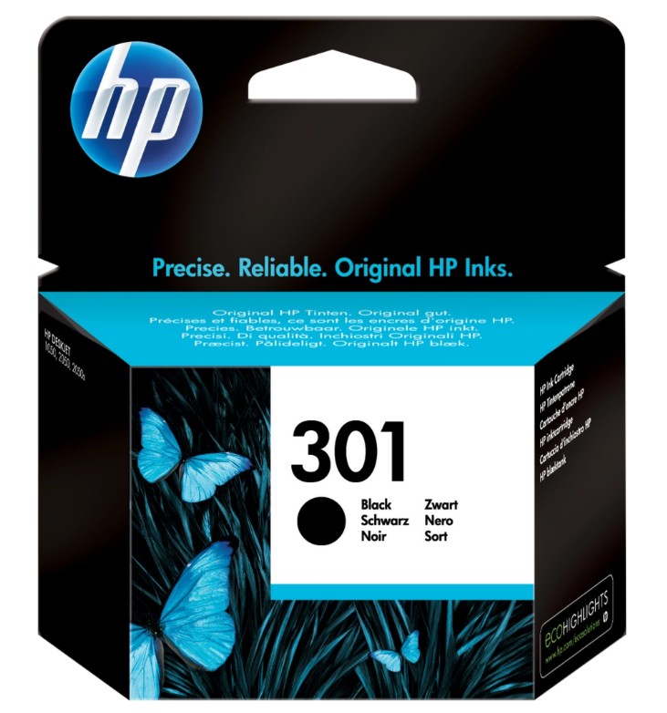 HP301BK HP 301 BK/ zwarte inktcartridge origineel voor 170 pagina's