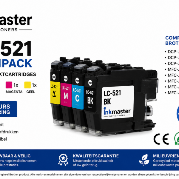 Inkmaster LC-521 Huismerk Inktcartridges – 4-kleuren Multipack